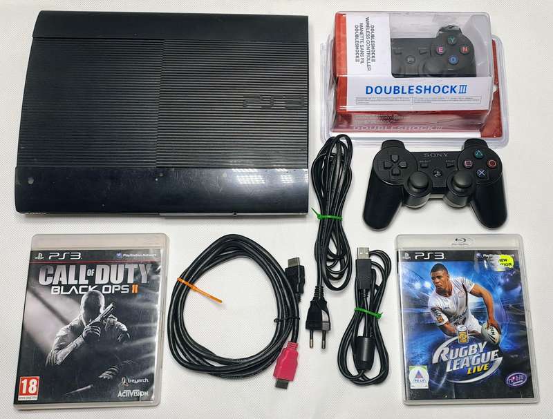 Sony PlayStation 3 / PS3 Super Slim Console (500GB)(CECH-4204A) with Controllers & Games
