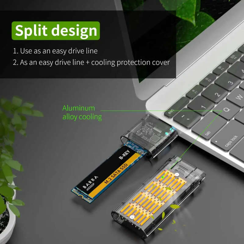 High Speed USB3.0 Gen1 External M.2 NGFF SATA SSD Enclosure - Gold