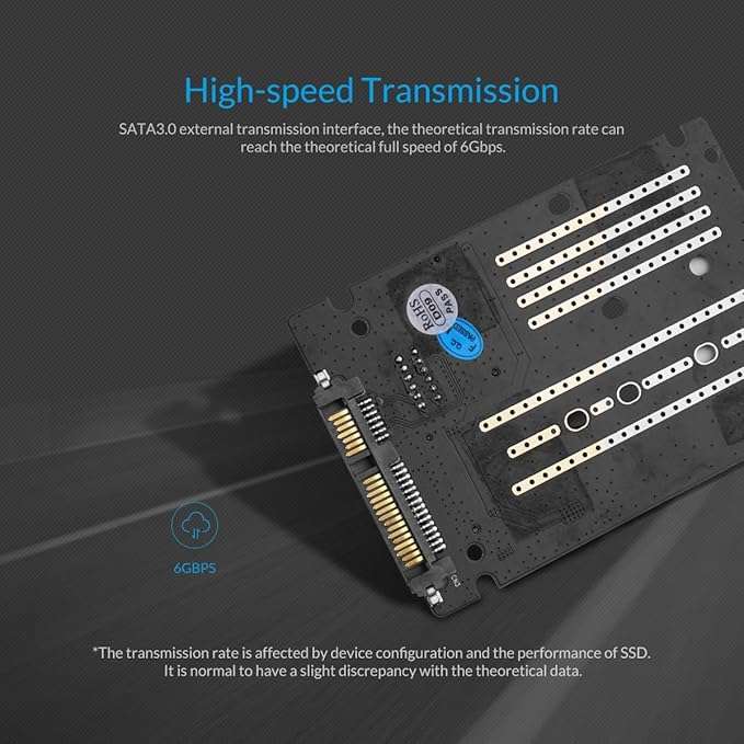 ORICO M.2(2230/2242/2260/2280) NGFF/MSATA(Input) to SATA Enclosure - Aluminium