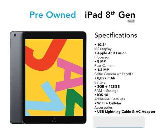 Apple iPad 8th Gen 128Gb WiFi + Cellular