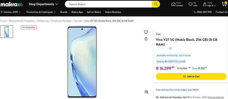 Vivo V27 256GB 5G Dual SIM Smartphone | Brand New Sealed in the Box