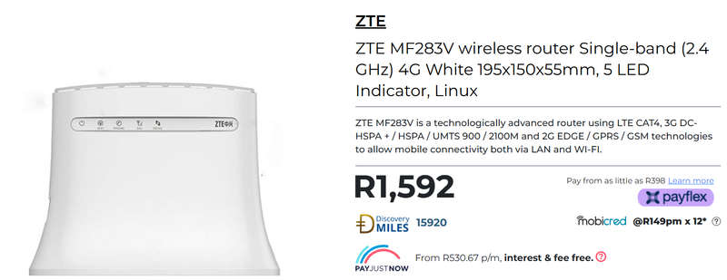 ZTE MF283V LTE (sim card) Router | Open to all Networks