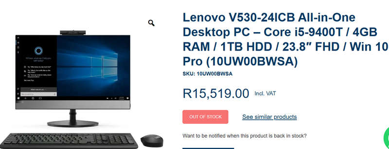 Lenovo V530 All in One PC | 9th Gen Hex Core i5, 8GB Ram, 256GB SSD, 23.8' FHD