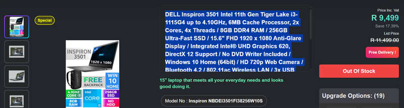 Dell Inspiron 15 3501 | 11th Gen i3, 8GB RAM, 256SSD, FHD