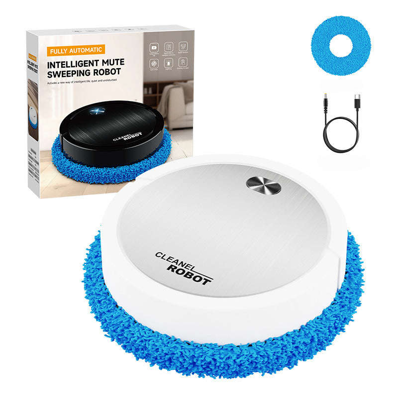 Intelligent fully automatic wet & dry mopping robot rechargeable, black or white, 3 In 1 function