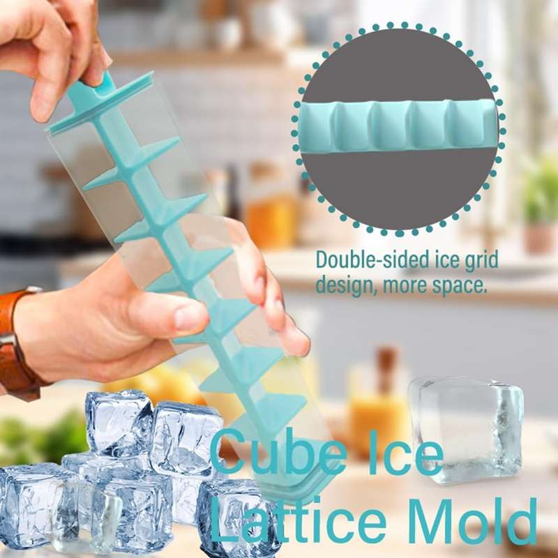 Ice Lattice Mold tray, Space Saving, makes 14 at a time, triangular ice, double sided ice grid