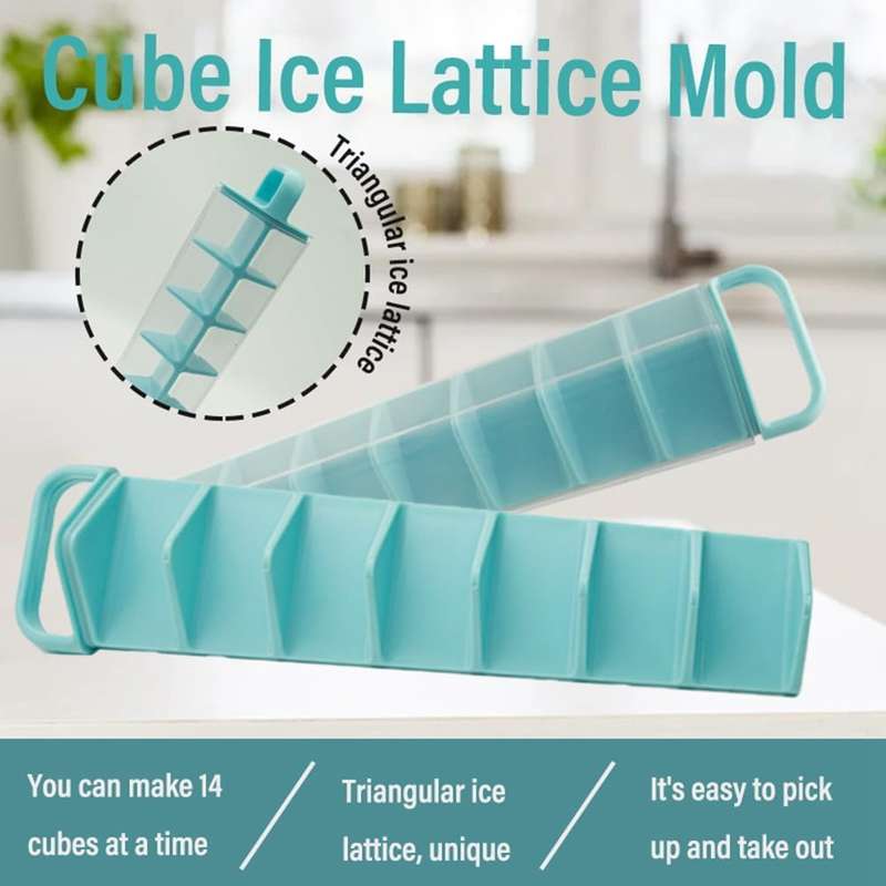 Ice Lattice Mold tray, Space Saving, makes 14 at a time, triangular ice, double sided ice grid