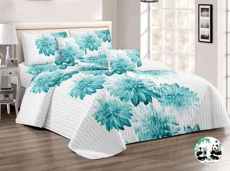 5pc Queen Quilted Set, 1 bedspread , 2 standard + 2 continental pillow cases, all quilted