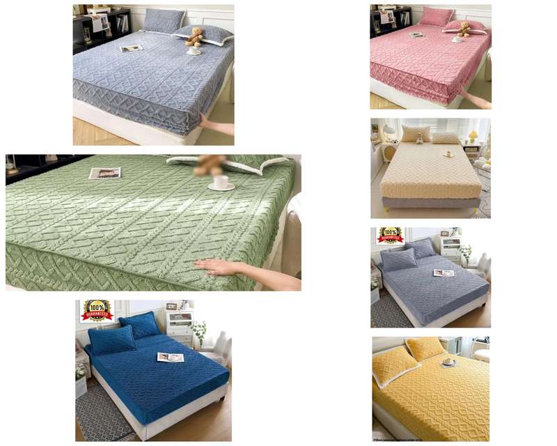 3Pc King Geometric Mattress Protector Set, with 2 Std Pillowcases, Choose your colour