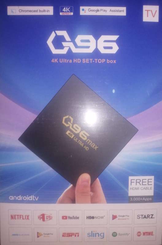 Q96MAX Smart TV Box 4K Ultra HD, Androidtv 4B+32GB (Upgrade to 1GB/8GB), Chromecast built-in