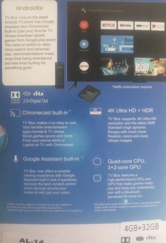 Q96MAX Smart TV Box 4K Ultra HD, Androidtv 4B+32GB (Upgrade to 1GB/8GB), Chromecast built-in