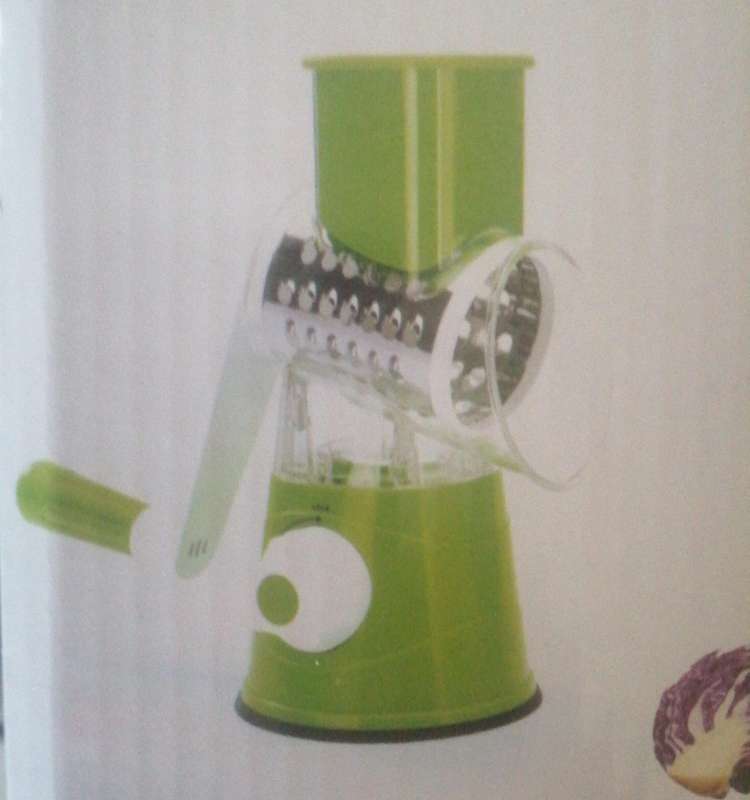 3 in 1 Tabletop drum rotary grater, with 3 blades, quickly and easily grate, slice and shred