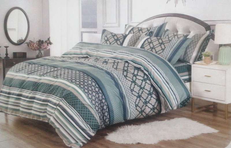 6pc Queen Set Duvet Cover, 2 standard + 2 continental pillow cases, 1x flat sheet