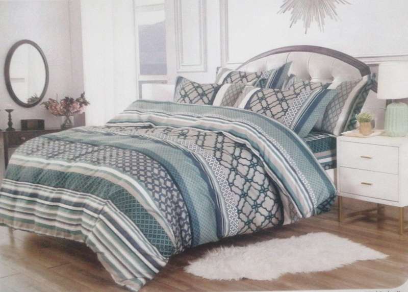 6pc Queen Set Duvet Cover, 2 standard + 2 continental pillow cases, 1x flat sheet