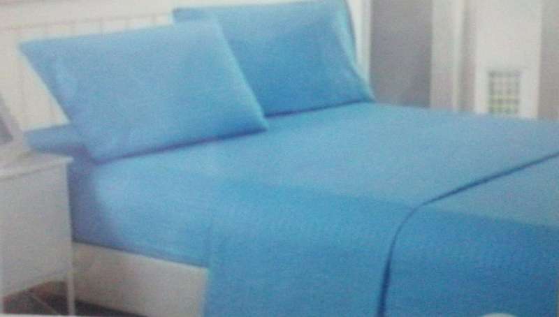 4pc Queen Sheet Set, includes 1x Flat Sheet, 1 x Fitted sheet and 2 Pillow cases, Ocean Blue Lined