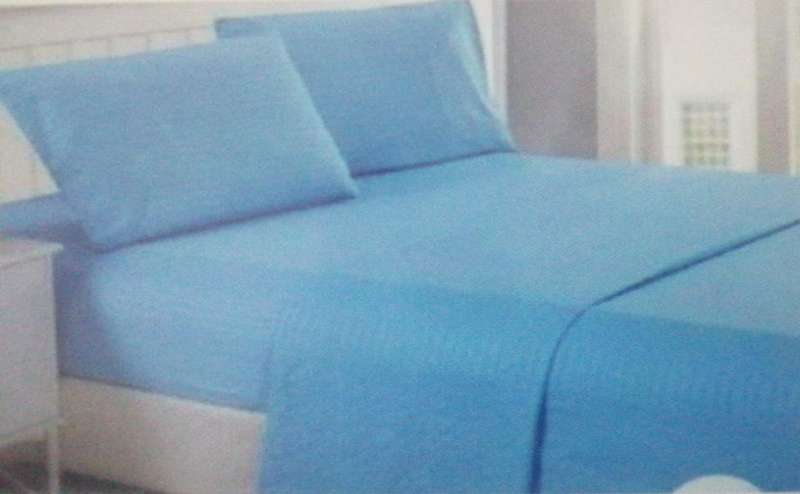 4pc Queen Sheet Set, includes 1x Flat Sheet, 1 x Fitted sheet and 2 Pillow cases, Ocean Blue Lined