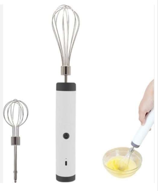 Portable rechargeable wireless whisk, foldable handle, includes 2 whisks, 60s quick whipping