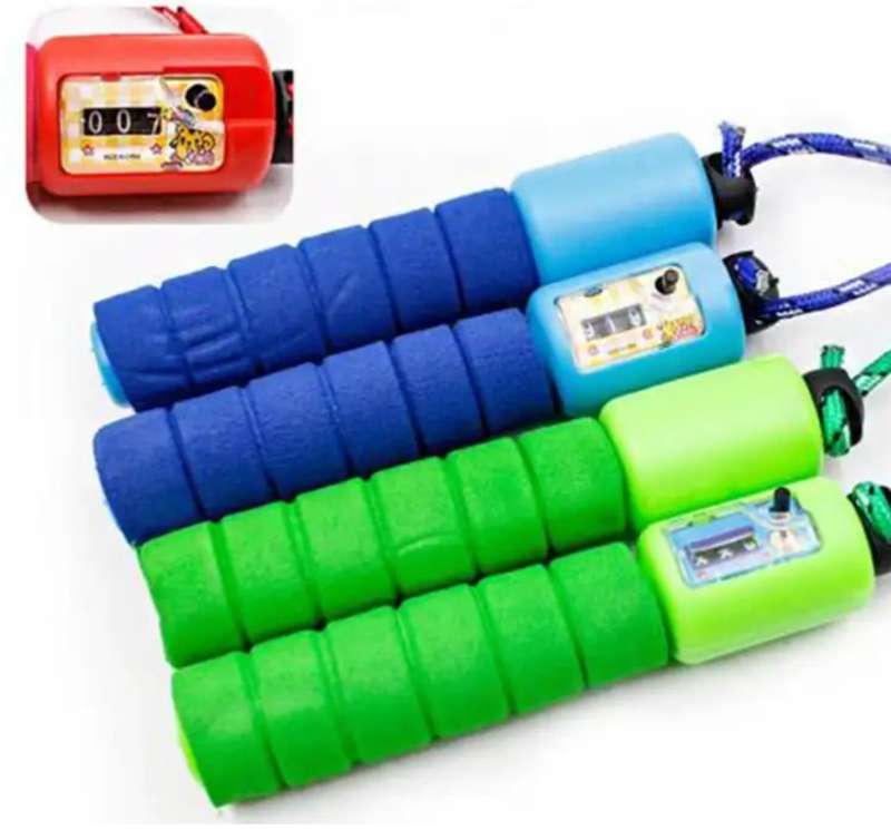 Count Jump Rope, Sponge Handle, Adjustable rope, with jump counter, available in green, blue or red