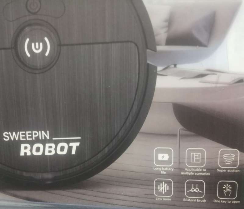 Sweeping Robot Vacuum Cleaner Rechargeable Wireless 1200pa, black