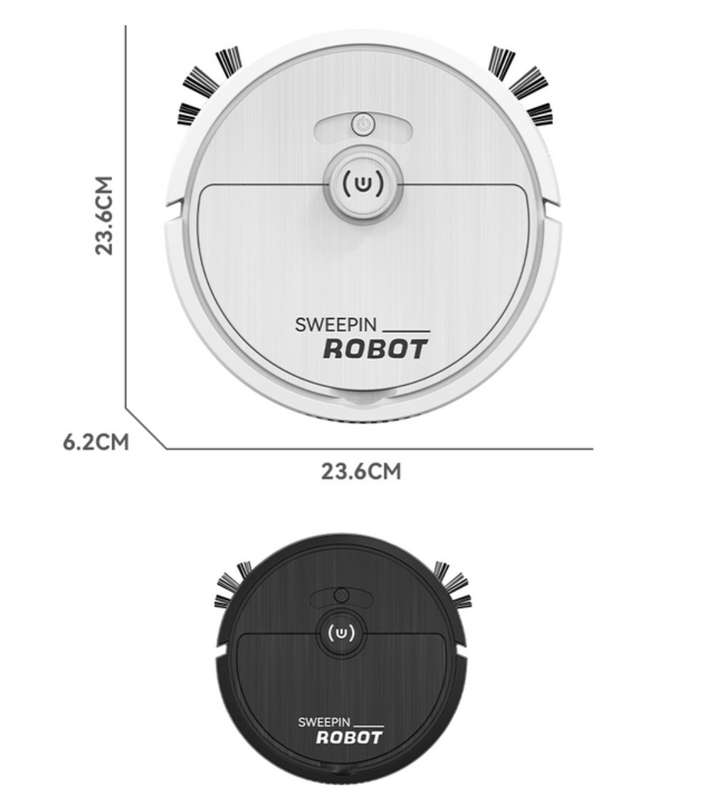 Sweeping Robot Vacuum Cleaner Rechargeable Wireless 1200pa, black