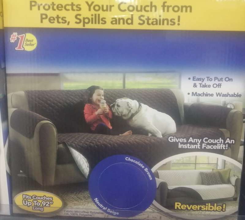 Reversable Couch Cover, fits couch up to 92" long, Machine Washable, protects against spills, stains