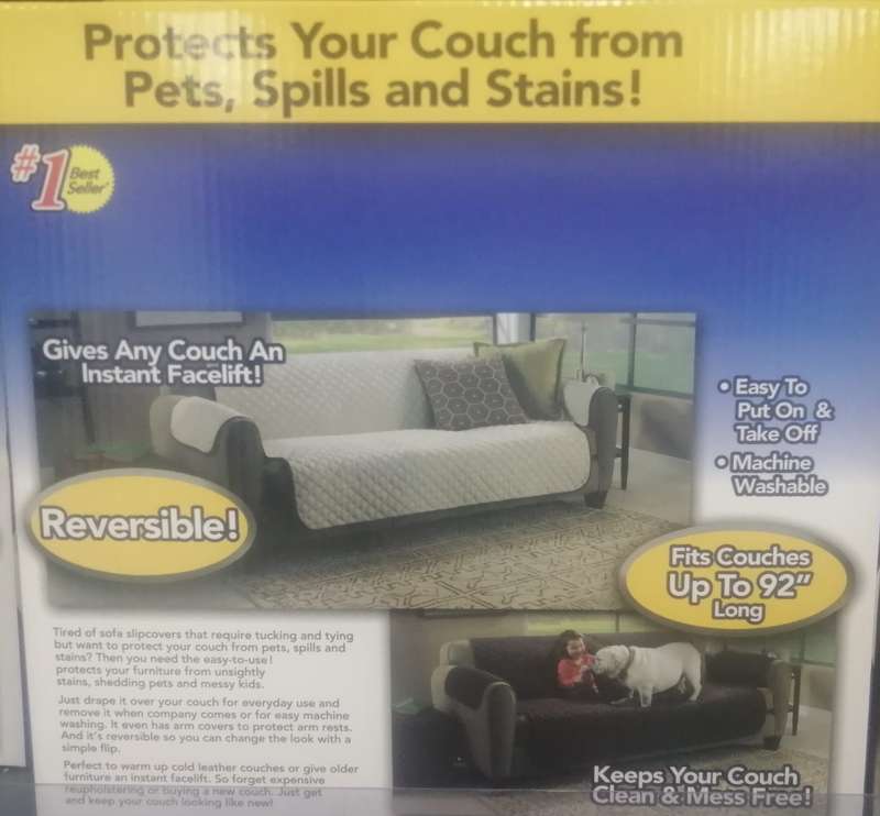 Reversable Couch Cover, fits couch up to 92" long, Machine Washable, protects against spills, stains