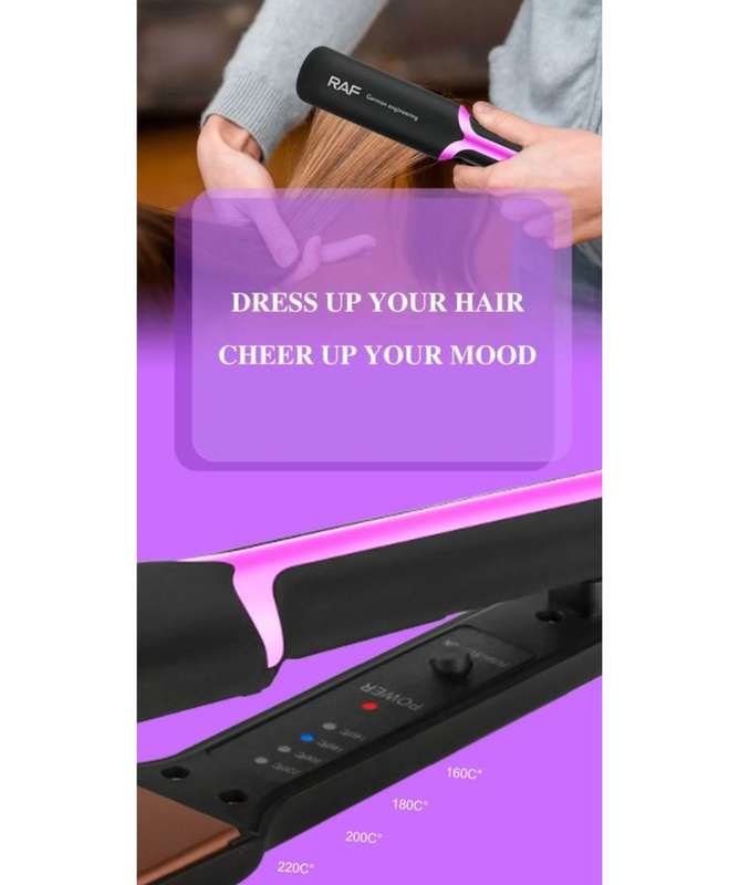 RAF Hair Straightener R.418P, dry and wet, 38mmx100mm ceramic coating plates, 40W, temp control