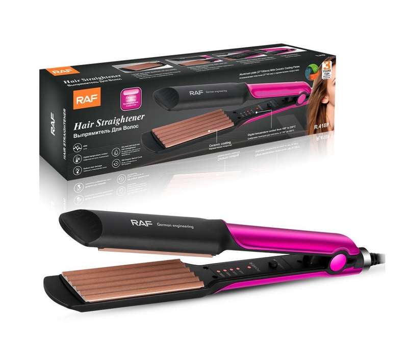 RAF Hair Straightener R.418P, dry and wet, 38mmx100mm ceramic coating plates, 40W, temp control