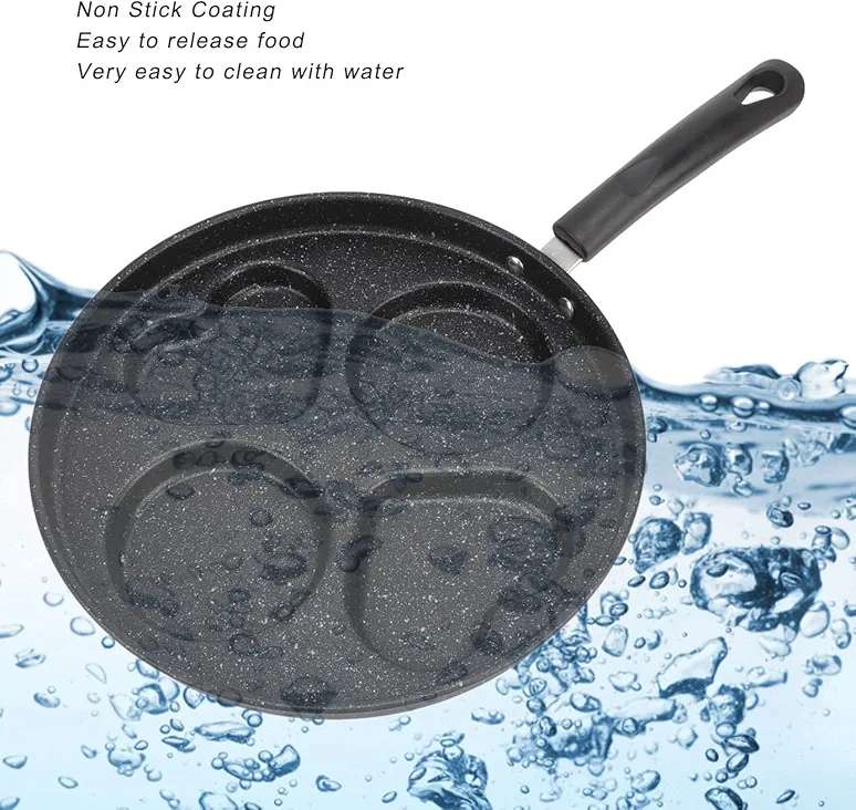 25cm Stoneware Nonstick Pan, Egg Pancake Pan, Breakfast Cooker Pan 4 Cups Easy to Clean