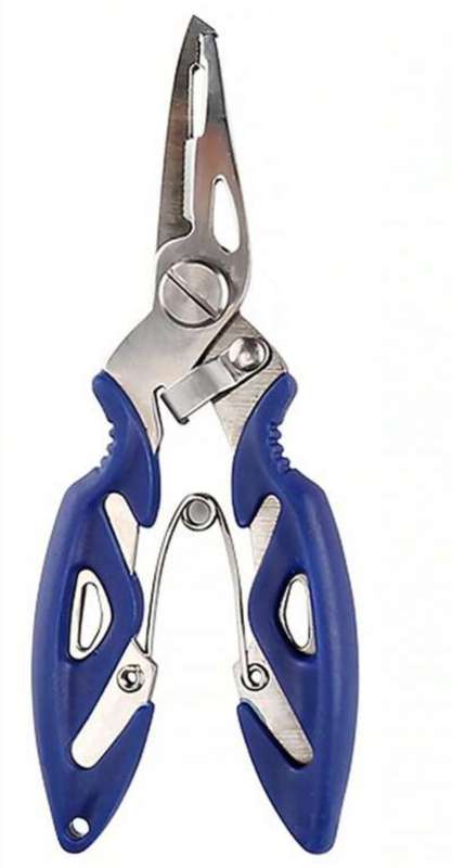 1pc Multifunctional Stainless Steel Fishing Pliers, Blue, automatic return spring, long Pliers mouth