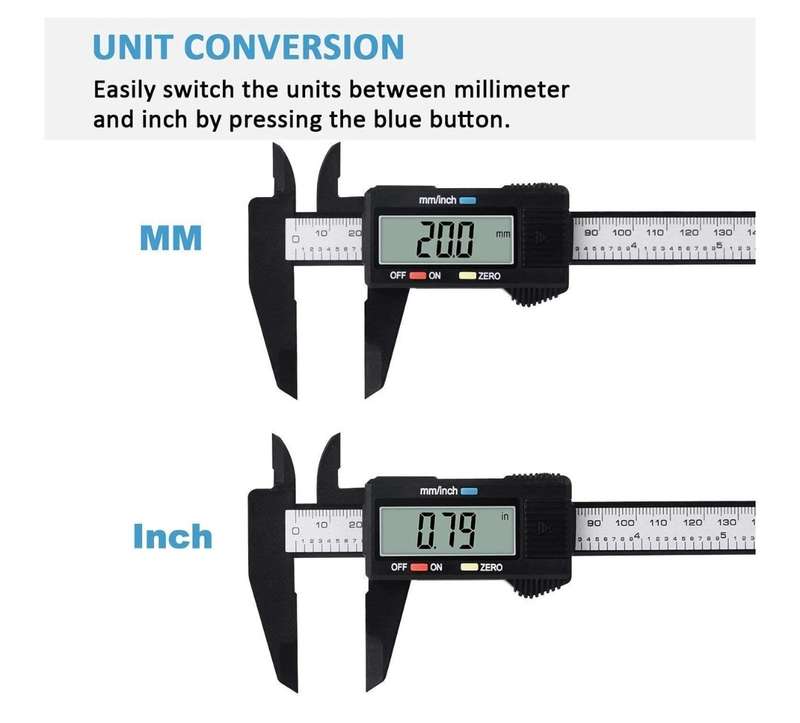 Digital Caliper 150mm with Large LCD Screen, Carbon Fibre Composites, 4 Way-measurement