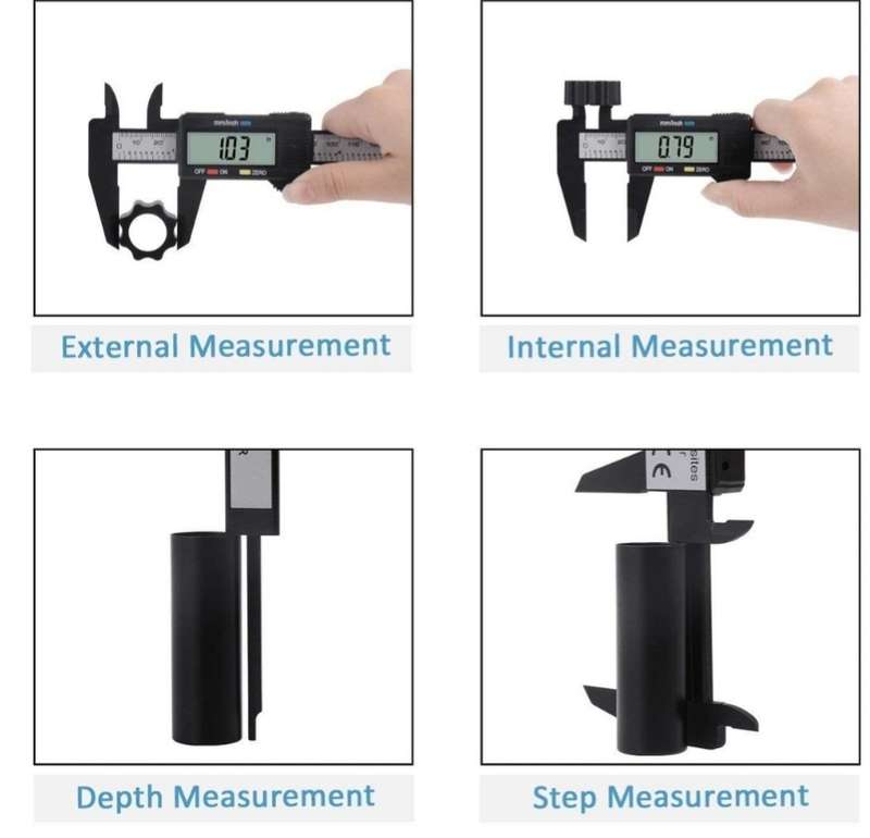 Digital Caliper 150mm with Large LCD Screen, Carbon Fibre Composites, 4 Way-measurement