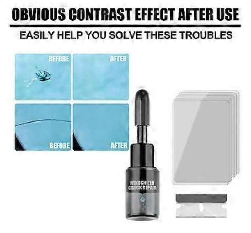 Windshield crack repair kit, UV resistant, easy to use, automotive cracked glass repair fluid set