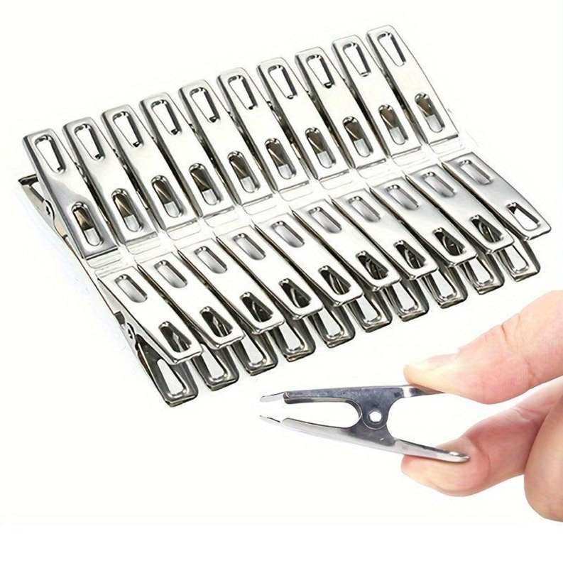 20 Pack heavy duty stainless steel  clothespins - windproof laundry drying clips, multipurpose metal