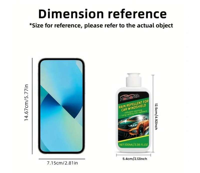Rain Repellent for Car Windshield, 100ml, with Applicator Sponge, Stain Remover & Renewal Agent