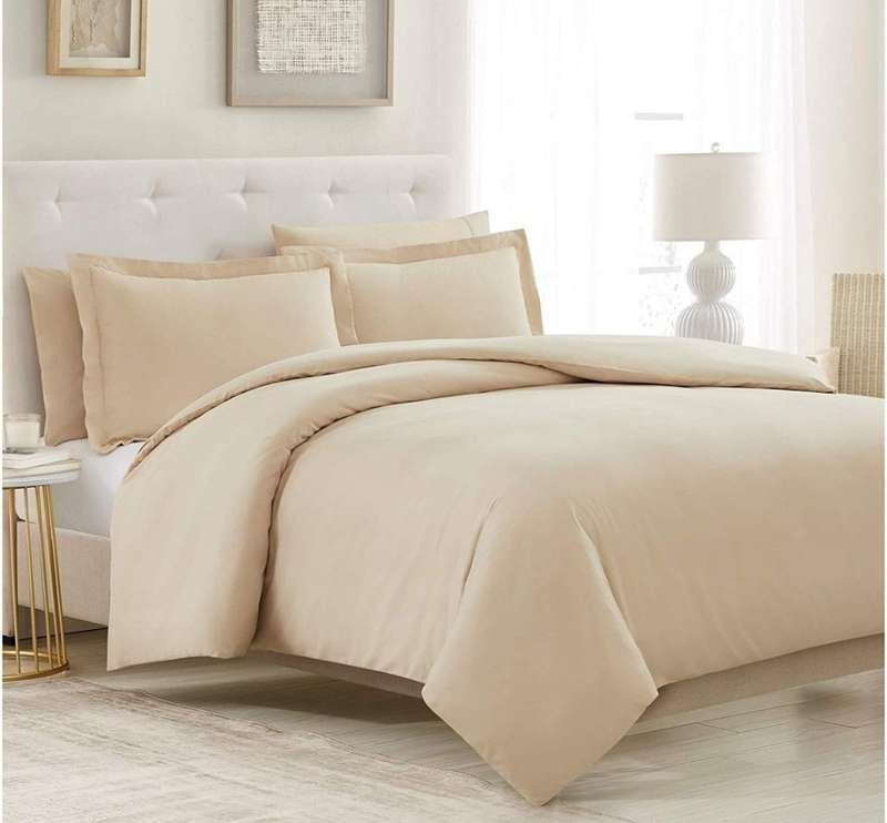 3pc Double duvet cover set Beige, micro fiber, includes 2 standard pillow cases
