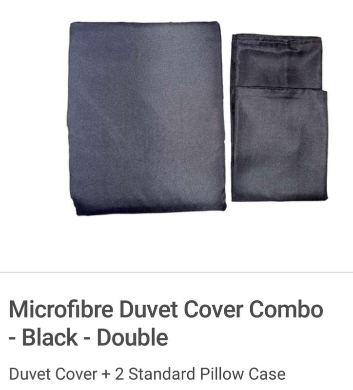 3pc Duvet cover set Black - Double, micro fiber, includes 2 standard pillow cases