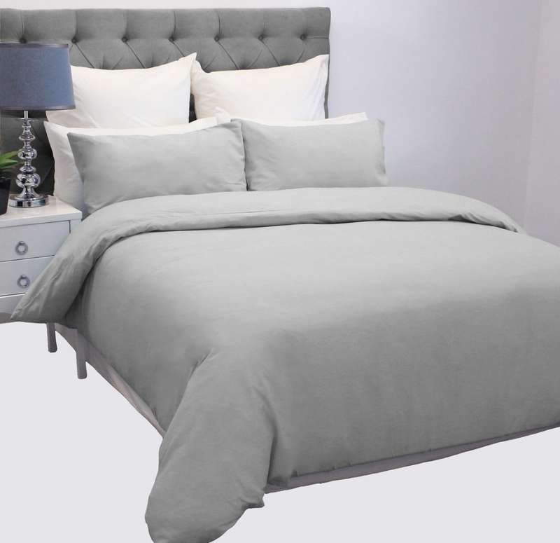 3pc Duvet cover set Queen, grey, micro fiber, includes 2 standard pillow cases
