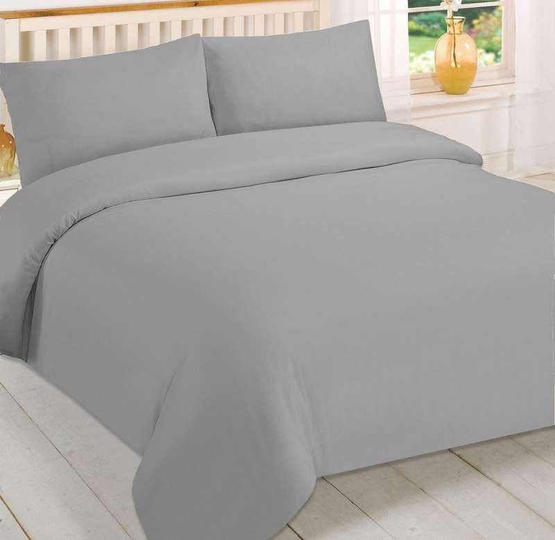 6pc Duvet Cover Set Grey - Queen, includes 2 Standard + 2 Continental pillow cases, and Flat Sheet