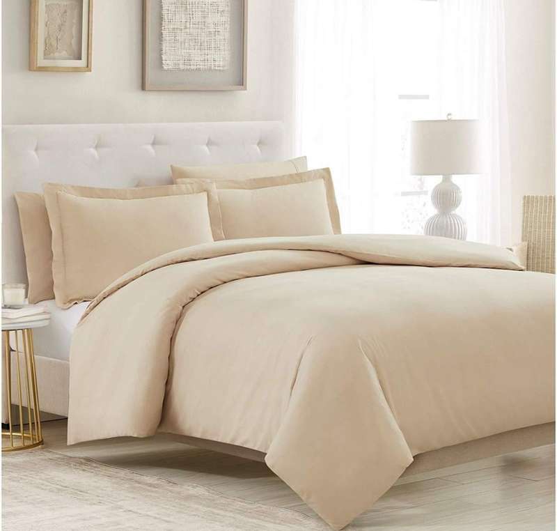 3pc Queen duvet cover set, Beige, micro fiber, includes 2 standard pillow cases