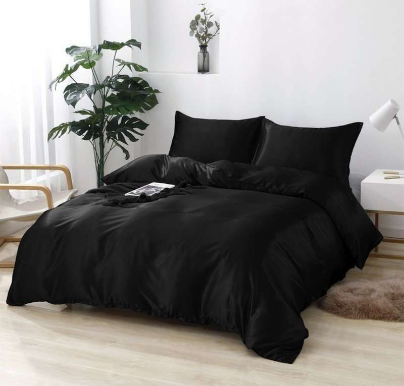 3pc Queen duvet cover set, Summer Collection, black, micro fiber, includes 2 standard pillow cases