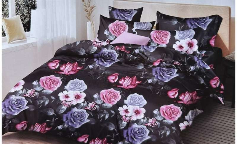 6pc Queen set floral duvet cover, 2 standard + 2 continental pillow cases, 1x flat sheet