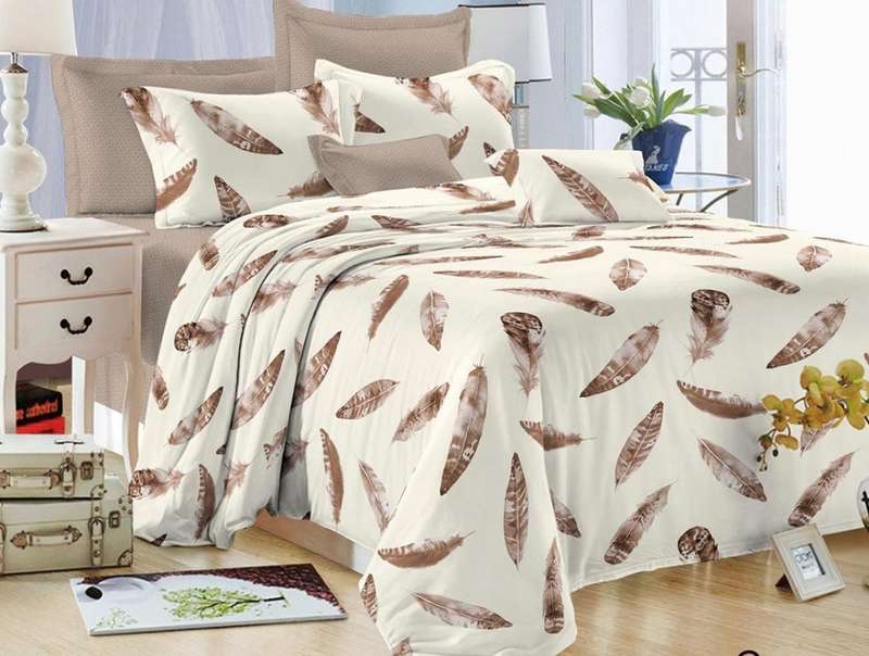 6pc Queen set feather duvet cover, 2 standard + 2 continental pillow cases, 1x flat sheet
