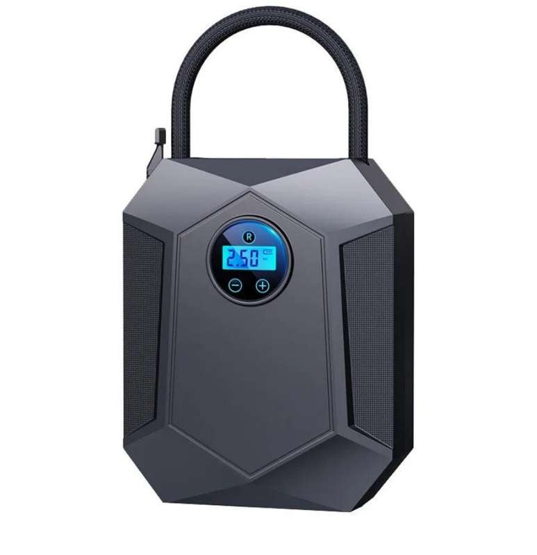 Ultra-Portable Air Compressor, Intelligent Digital Display, preset tyre pressure, 100psi, 30L/min