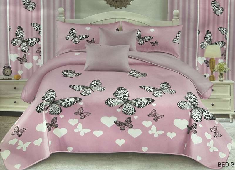 5Pc Super King Quilt Set, 1 Bedspread, 2 Quilted Standard + 2 Quilted Conti pillow cases
