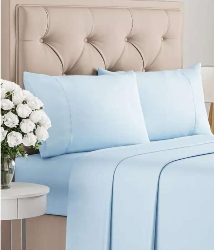 9Pc Queen Bed Set, with 5Pc Baby Blue Queen Bedspread Set, and 4Pc Baby Blue Sheet Set (Queen)