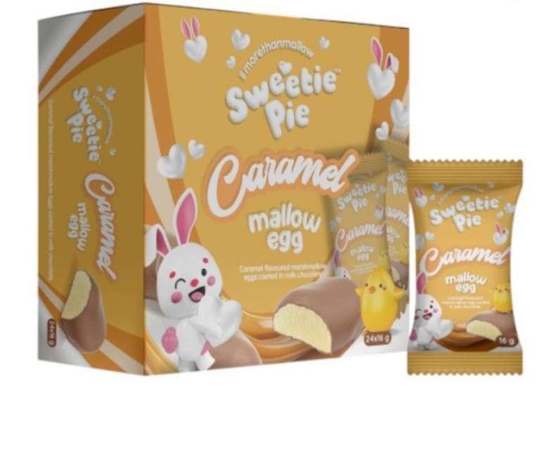 24Pc Sweetie Pie Caramel Mallow Eggs (24X16g), Delightful Caramel-filled Marshmallow egg