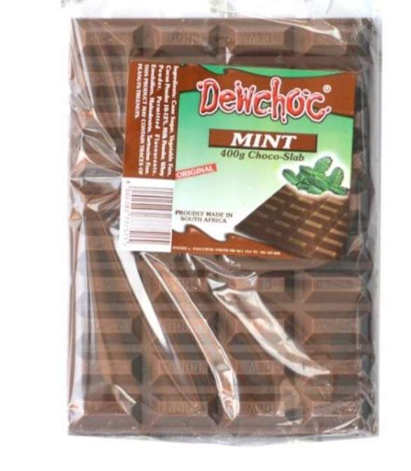 Dewchoc Slab 400g Mint (1X400g), Great for baking or melting into desserts, Infused with Mint