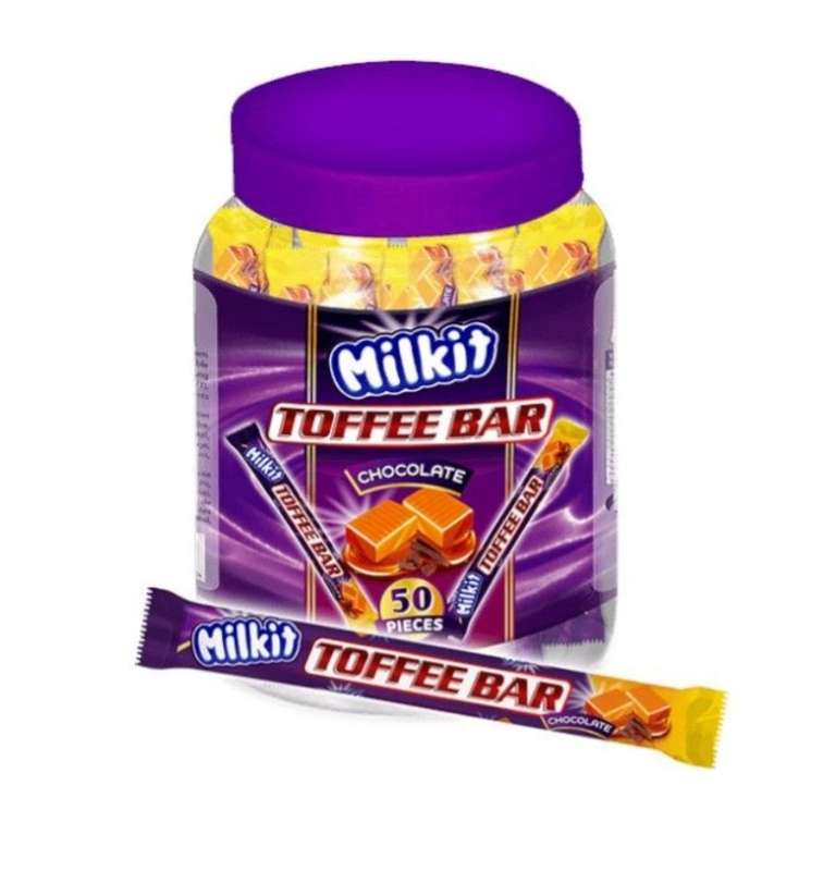 50pc Milkit Toffee Bar Chocolate Tub (1×50s), Individually wrapped, A rich and creamy chocolate