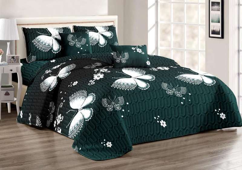 5Pc Super King Quilt Set, 1 SK Bedspread, 2 Quilted Standard + 2 Quilted Conti pillow cases